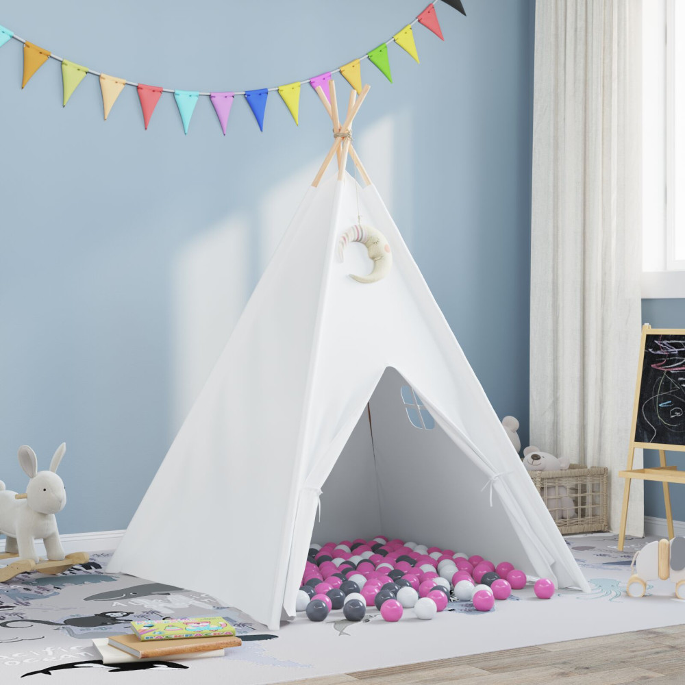 Produktbild för Teepee Tält Vit 120 x 120 x 150 cm Tyg och Plast