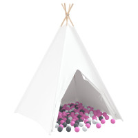 Produktbild för Teepee Tält Vit 120 x 120 x 150 cm Tyg och Plast