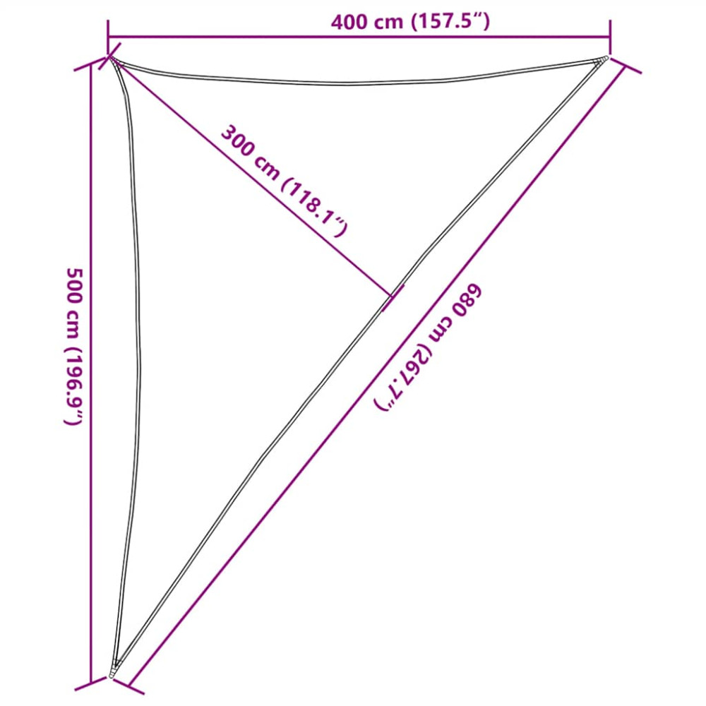 Produktbild för Solsegel 160 g/m² triangulär sand 4x5x6,8 m HDPE