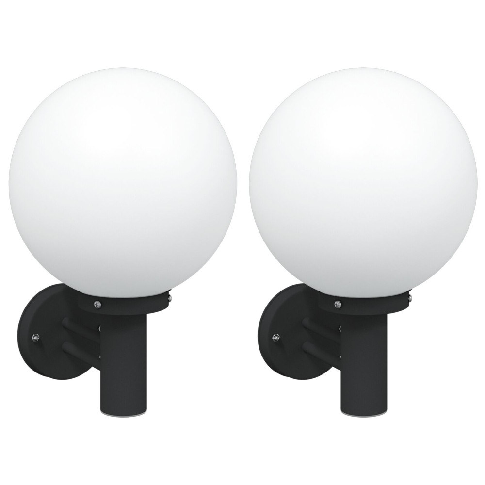 Produktbild för Utomhus vägglampa 2 pcs Svart 28 x 25 x 38 cm