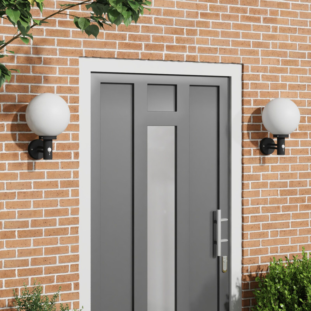 Produktbild för Utomhus vägglampa 2 pcs Svart 28 x 25 x 38 cm