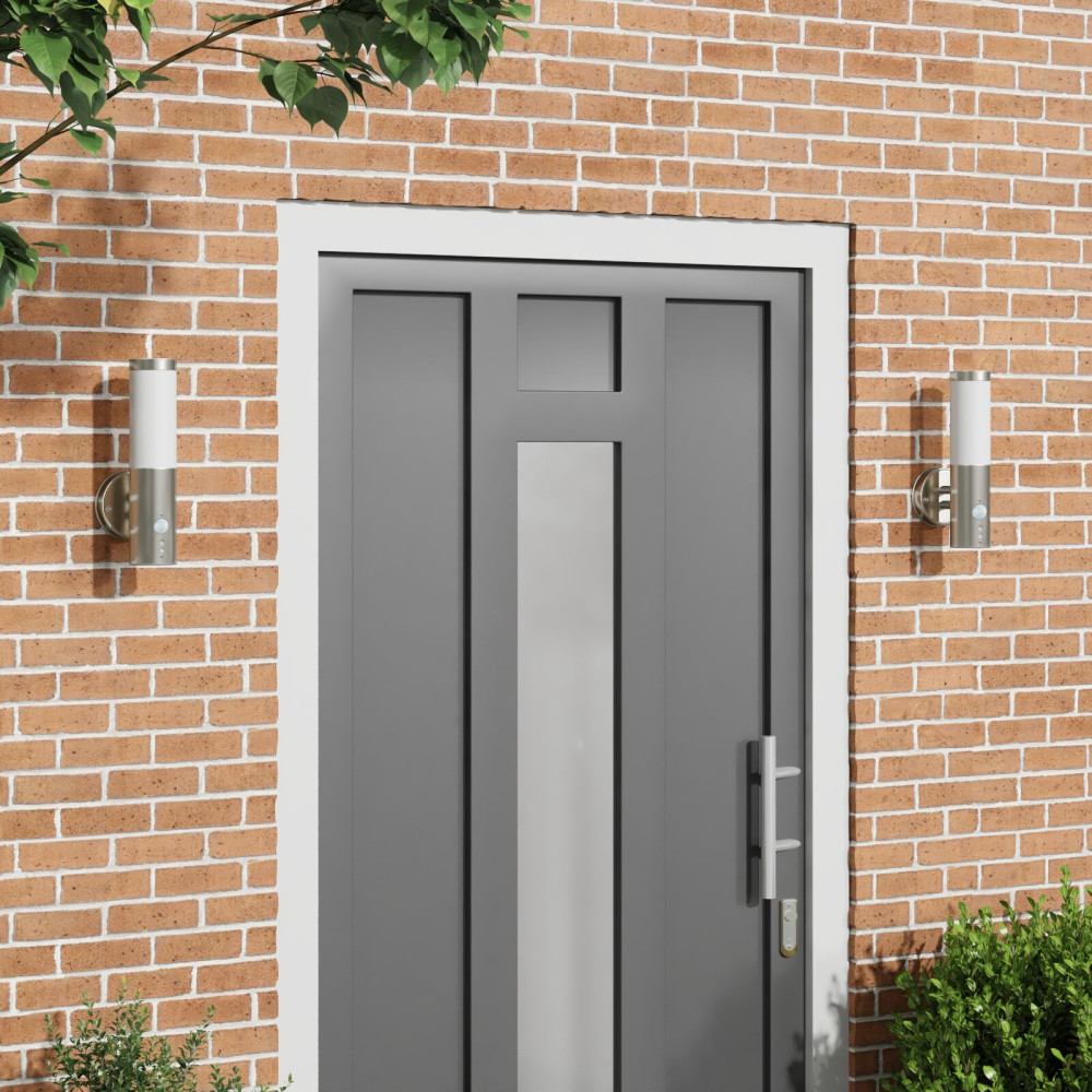 Produktbild för Utomhus vägglampa 2 pcs Silver 15 x 7,5 x 33 cm