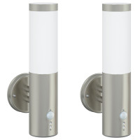 Produktbild för Utomhus vägglampa 2 pcs Silver 15 x 7,5 x 33 cm