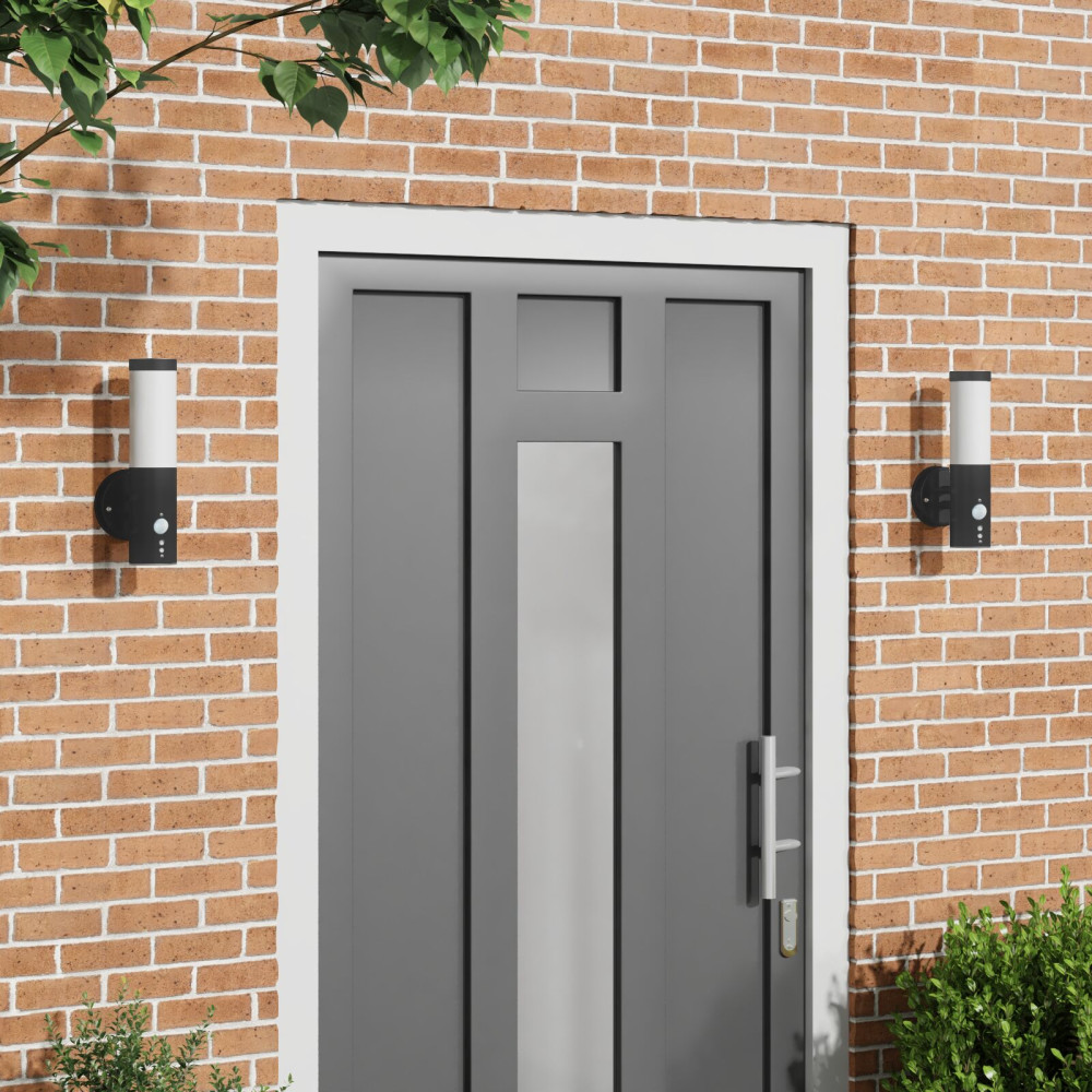 Produktbild för Utomhus vägglampa 2 pcs Svart 15 x 7,5 x 33 cm