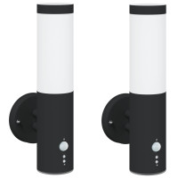 Produktbild för Utomhus vägglampa 2 pcs Svart 15 x 7,5 x 33 cm