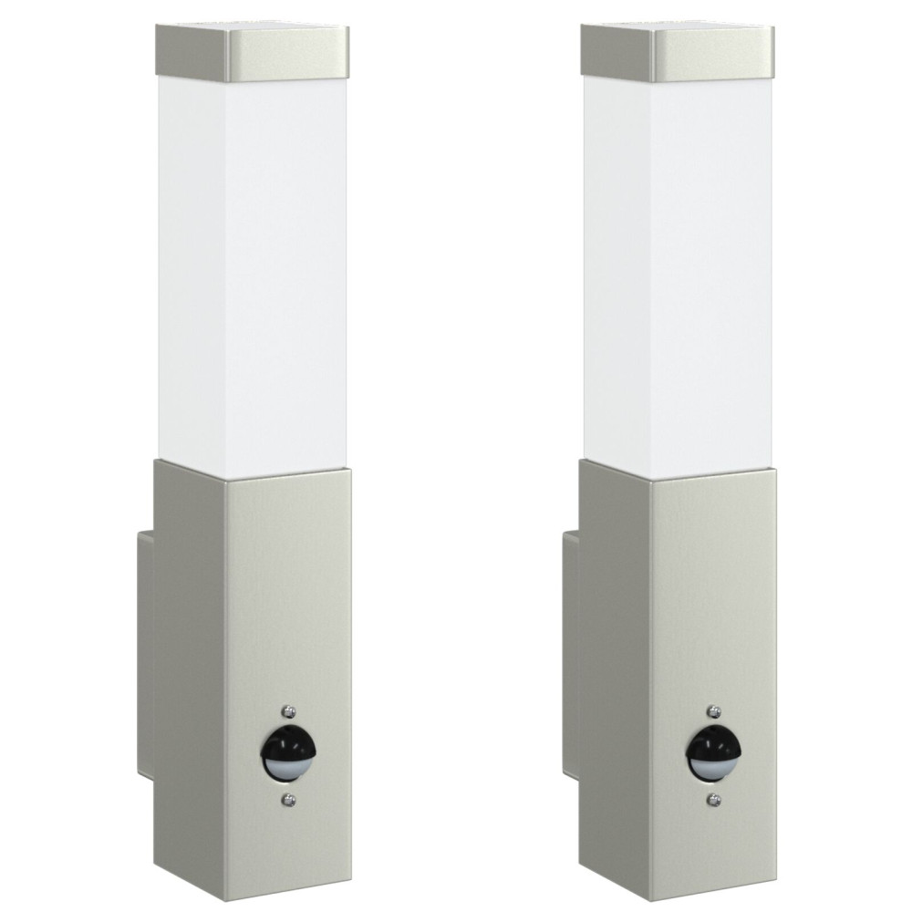 Produktbild för Utomhus vägglampa 2 pcs Silver 10.5 x 6 x 33 cm