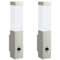 Produktbild för Utomhus vägglampa 2 pcs Silver 10.5 x 6 x 33 cm