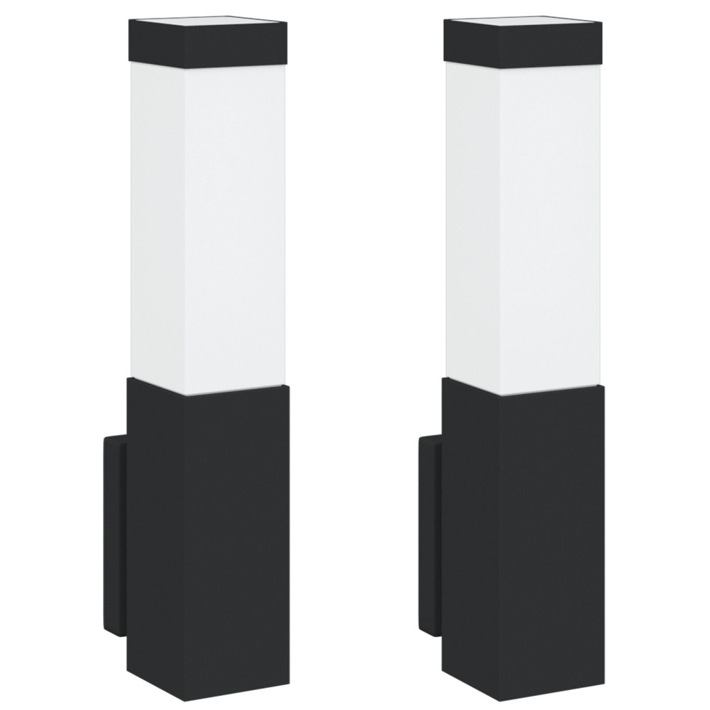 Produktbild för Utomhus vägglampa 2 pcs Svart 10.5 x 6 x 33 cm