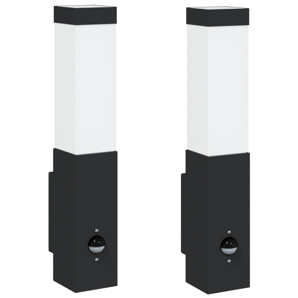 Produktbild för Utomhus vägglampa 2 pcs Svart 10.5 x 6 x 33 cm