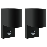 Produktbild för Utomhus vägglampa 2 pcs Svart 12 x 7 x 15 cm Rostfritt stål