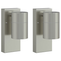 Produktbild för Utomhus vägglampa 2 pcs Silver 6,5 x 10,5 x 16 cm