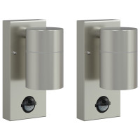 Produktbild för Utomhus vägglampa 2 pcs Silver 6,5 x 10,5 x 16 cm