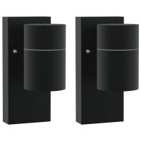Produktbild för Utomhus vägglampa 2 pcs Svart 6,5 x 10,5 x 16 cm