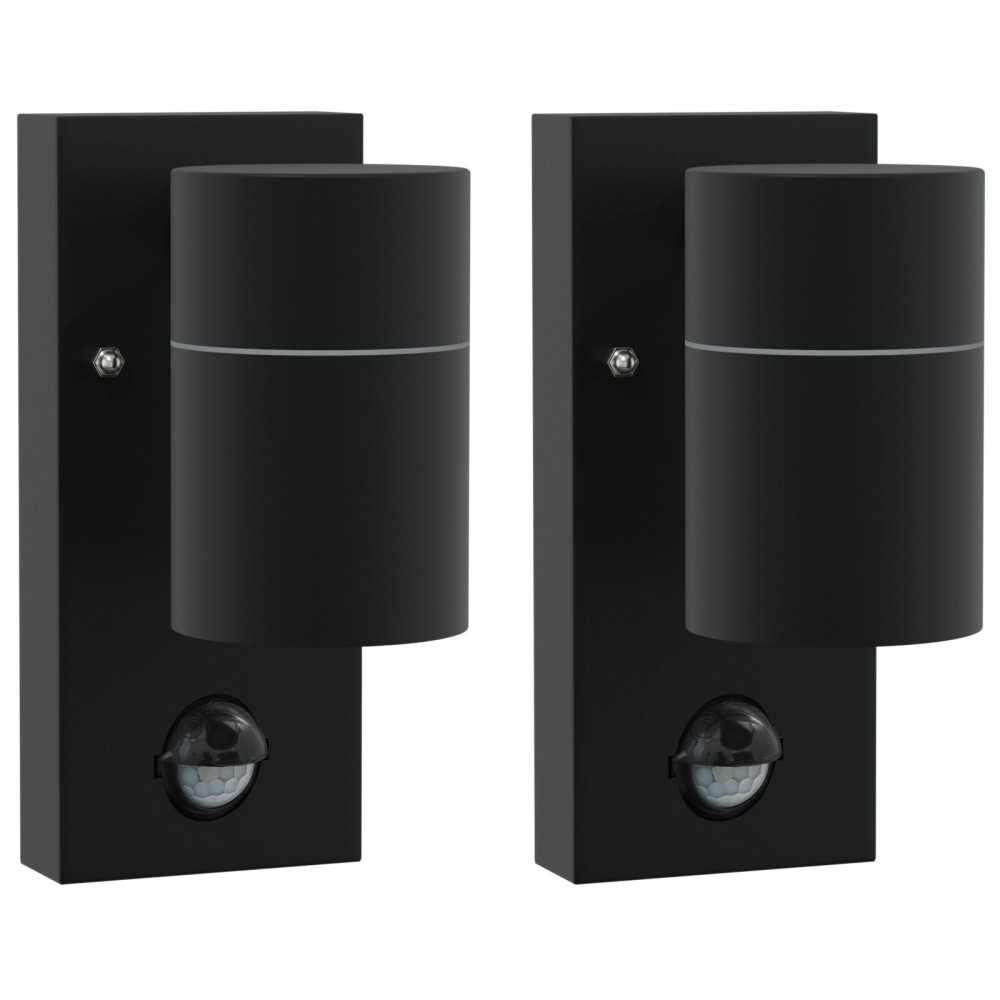 Produktbild för Utomhus vägglampa 2 pcs Svart 6,5 x 10,5 x 16 cm