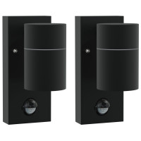 Produktbild för Utomhus vägglampa 2 pcs Svart 6,5 x 10,5 x 16 cm