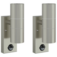 Produktbild för Utomhus vägglampa 2 pcs Silver 7 x 10 x 22 cm