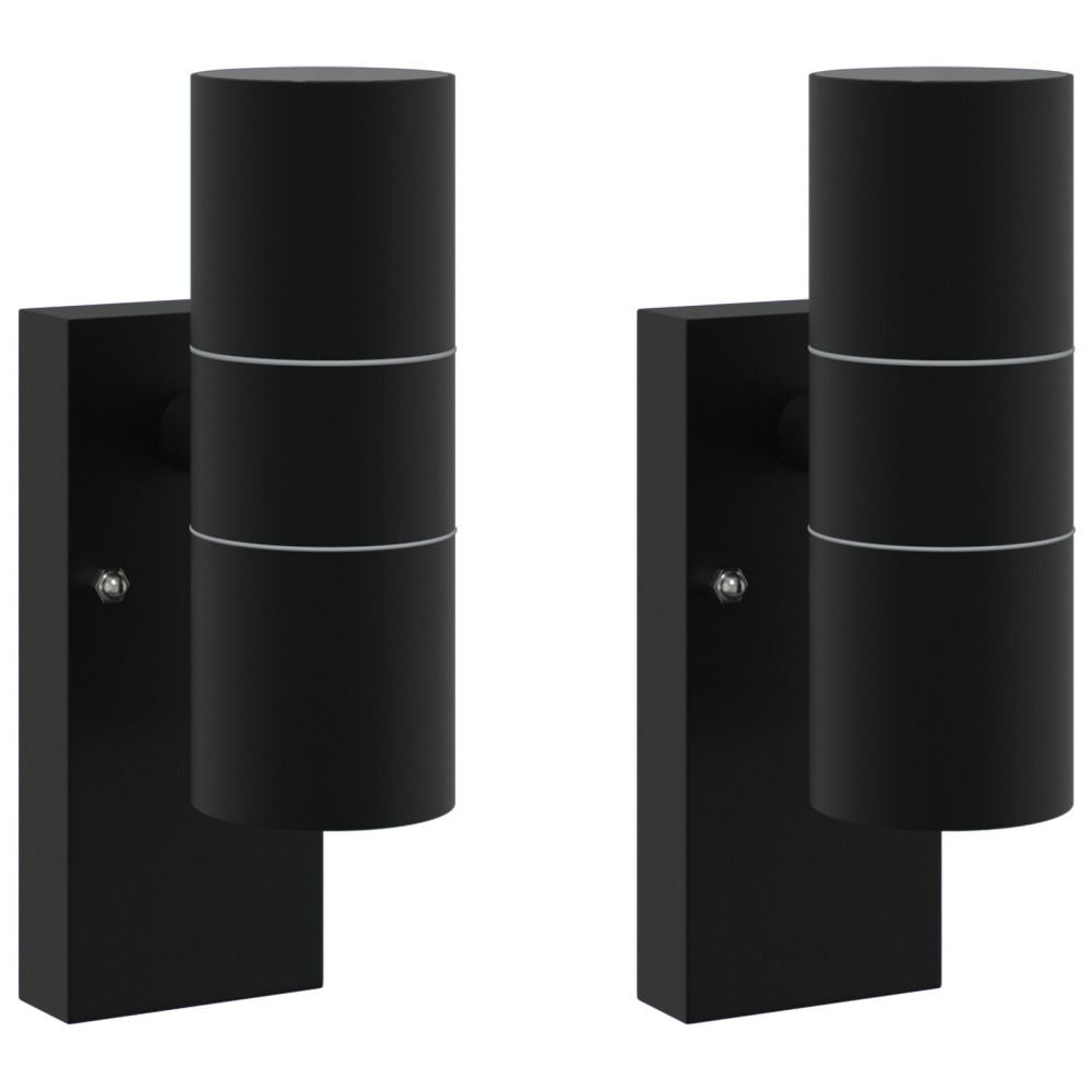 Produktbild för Utomhus vägglampa 2 pcs Svart 7 x 10 x 22 cm