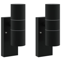 Produktbild för Utomhus vägglampa 2 pcs Svart 7 x 10 x 22 cm