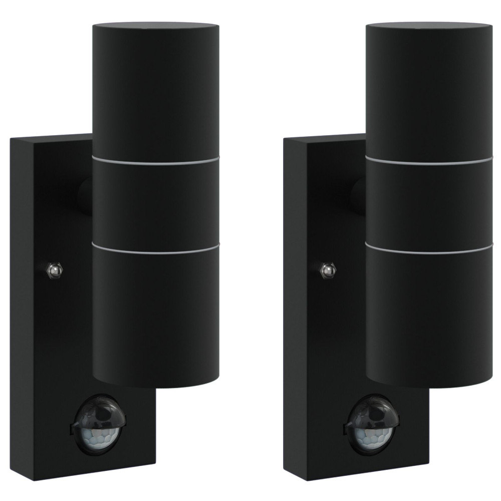 Produktbild för Utomhus vägglampa 2 pcs Svart 7 x 10 x 22 cm