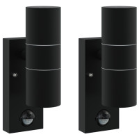 Produktbild för Utomhus vägglampa 2 pcs Svart 7 x 10 x 22 cm