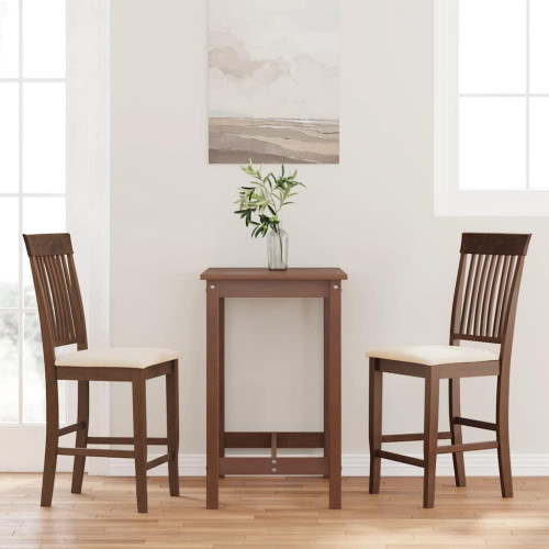 vidaXL Barstolar med kuddar 2 st, brunt, massivt trä, gummi - Barstolar