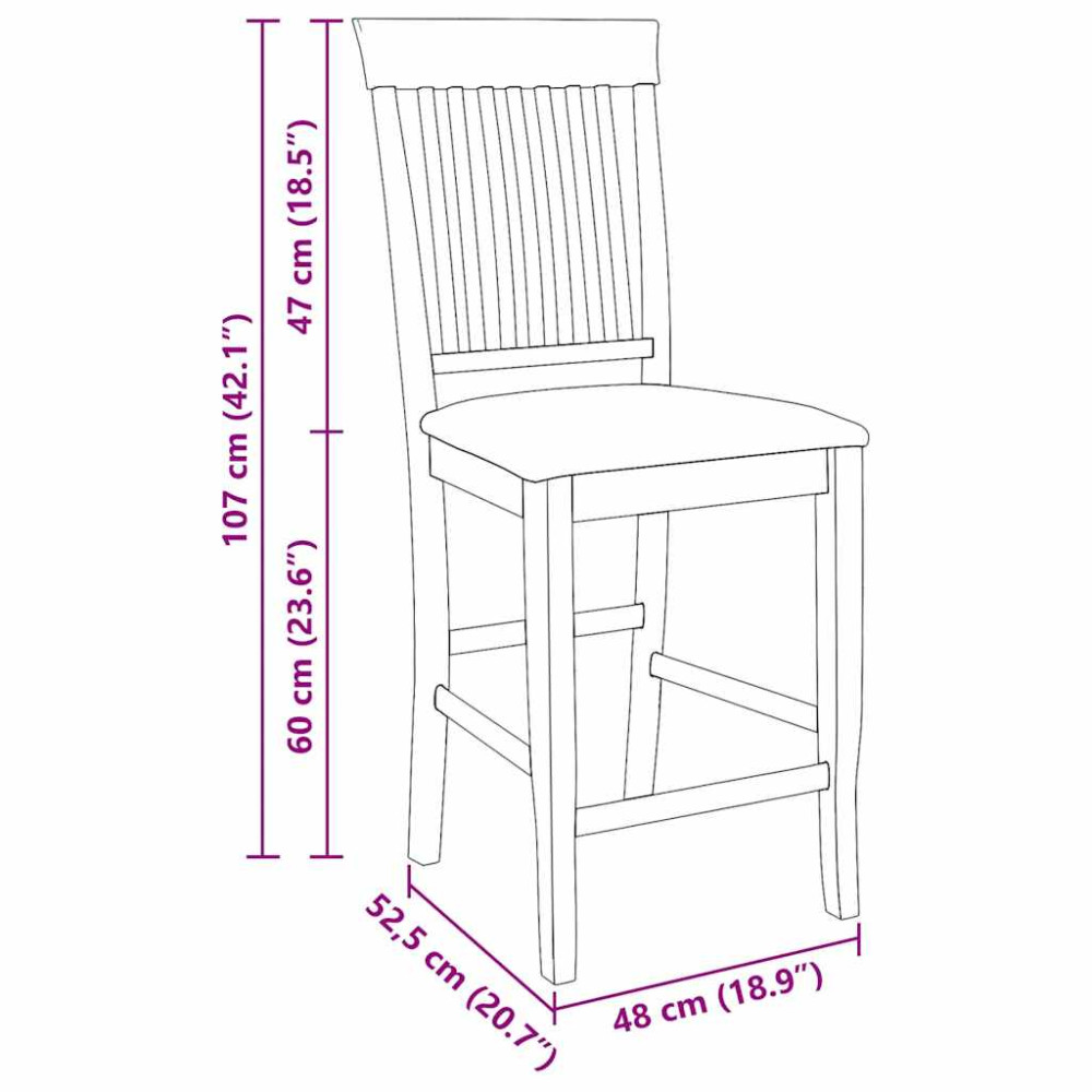 Produktbild för Barstolar 2 st, vit, massivt trä, gummi