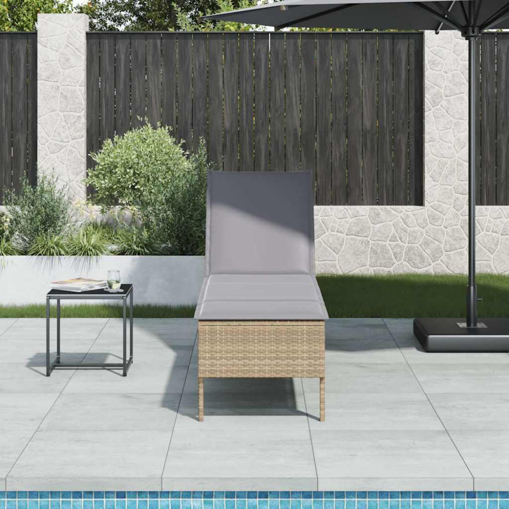 Produktbild för Solstol med dyna beige 55x200x44cm konstrotting