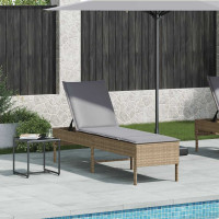 Produktbild för Solstol med dyna beige 55x200x44cm konstrotting