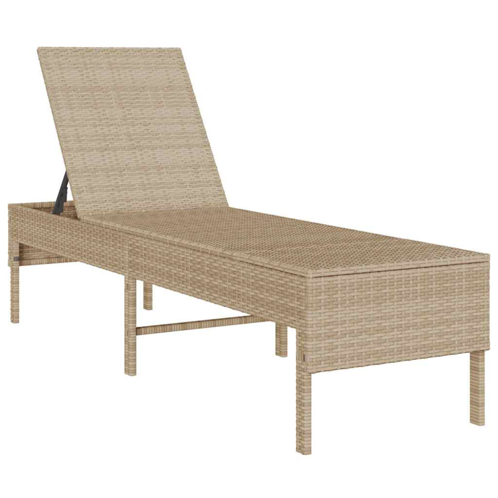 Produktbild för Solstol med dyna beige 55x200x44cm konstrotting