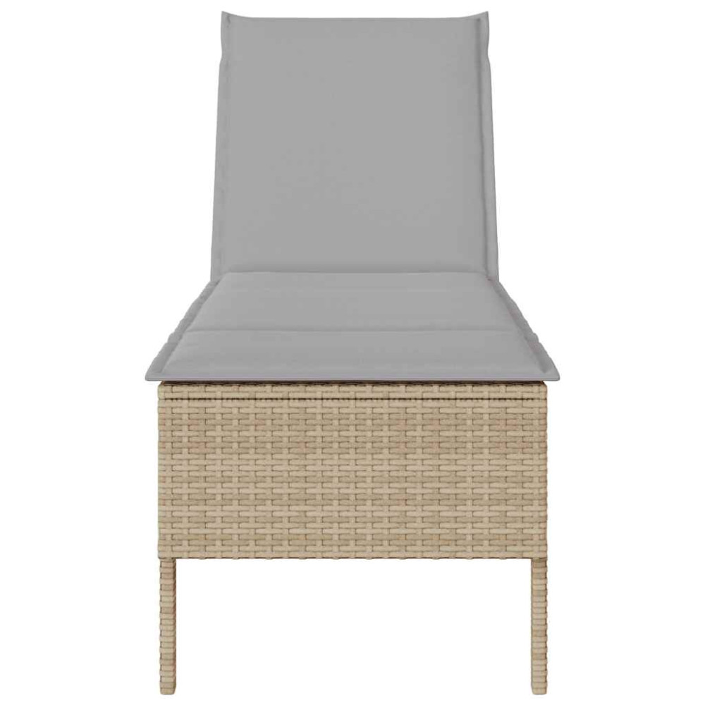 Produktbild för Solstol med dyna beige 55x200x44cm konstrotting