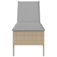 Produktbild för Solstol med dyna beige 55x200x44cm konstrotting