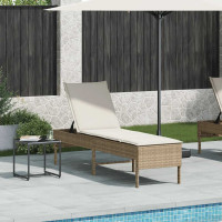 Produktbild för Solstol med dyna beige 55x200x44cm konstrotting