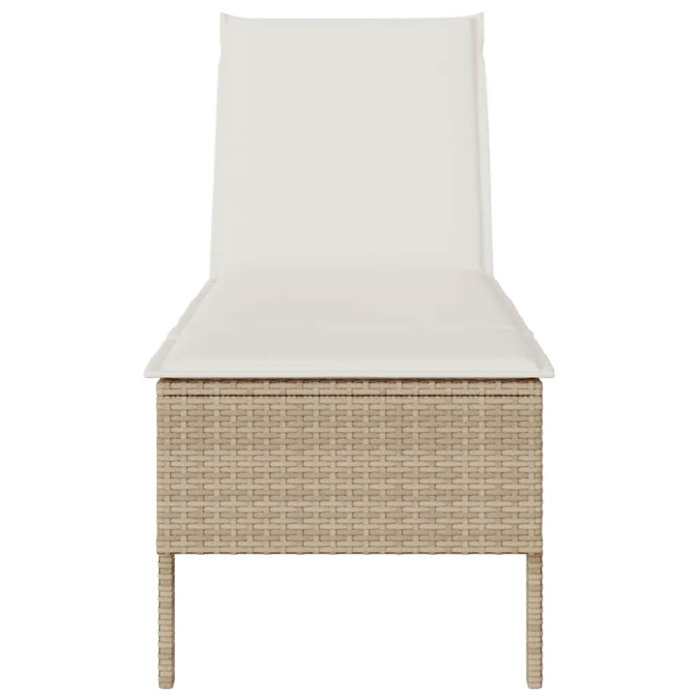 Produktbild för Solstol med dyna beige 55x200x44cm konstrotting