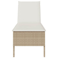 Produktbild för Solstol med dyna beige 55x200x44cm konstrotting