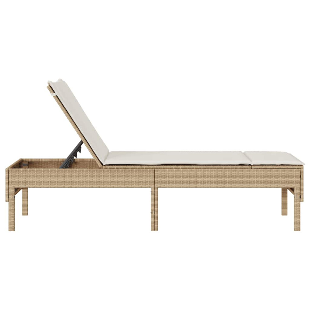Produktbild för Solstol med dyna beige 55x200x44cm konstrotting