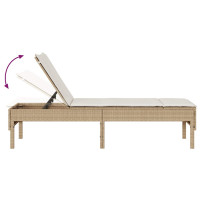 Produktbild för Solstol med dyna beige 55x200x44cm konstrotting