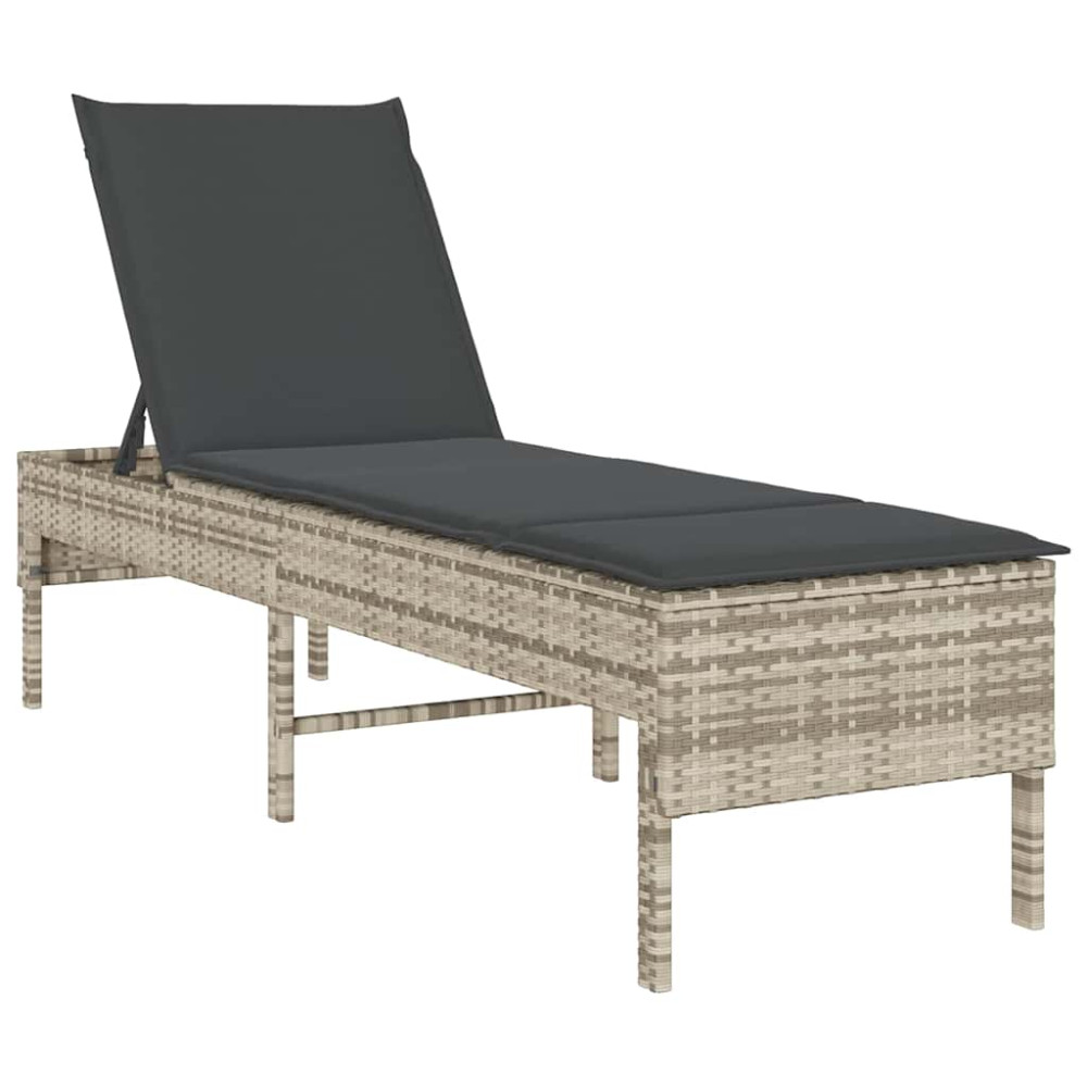 Produktbild för Solstol med dyna ljusgrå 55x200x44cm konstrotting