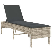 Produktbild för Solstol med dyna ljusgrå 55x200x44cm konstrotting