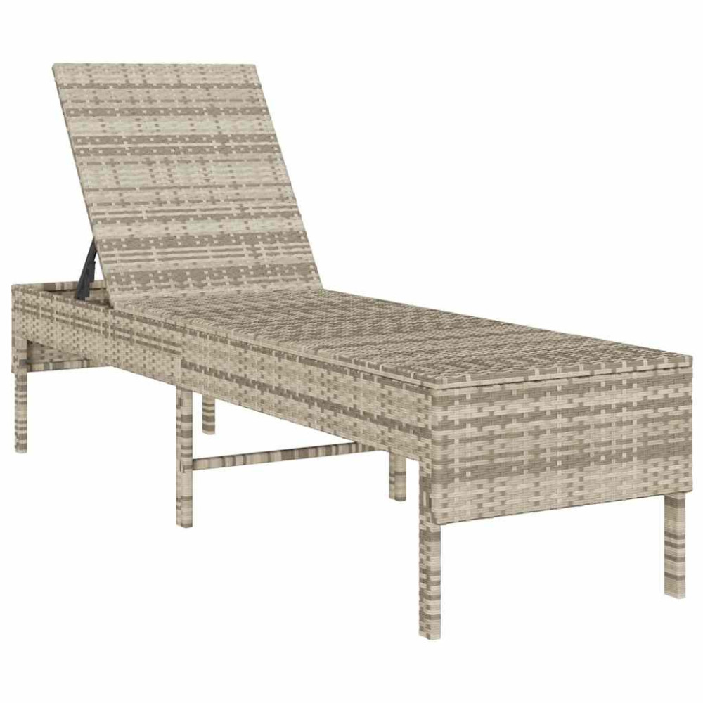 Produktbild för Solstol med dyna ljusgrå 55x200x44cm konstrotting