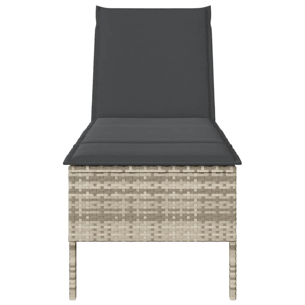Produktbild för Solstol med dyna ljusgrå 55x200x44cm konstrotting