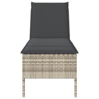 Produktbild för Solstol med dyna ljusgrå 55x200x44cm konstrotting