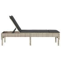 Produktbild för Solstol med dyna ljusgrå 55x200x44cm konstrotting
