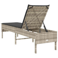 Produktbild för Solstol med dyna ljusgrå 55x200x44cm konstrotting