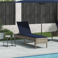 Produktbild för Solstol med dyna grå 55x200x44cm konstrotting