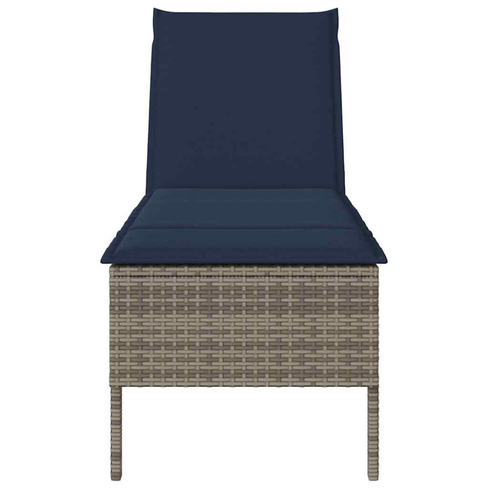 Produktbild för Solstol med dyna grå 55x200x44cm konstrotting