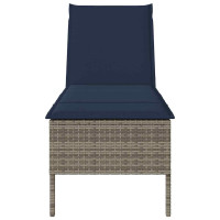 Produktbild för Solstol med dyna grå 55x200x44cm konstrotting