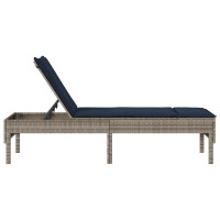 Produktbild för Solstol med dyna grå 55x200x44cm konstrotting