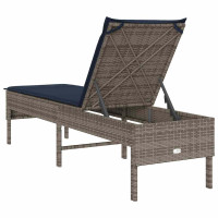 Produktbild för Solstol med dyna grå 55x200x44cm konstrotting
