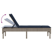 Produktbild för Solstol med dyna grå 55x200x44cm konstrotting