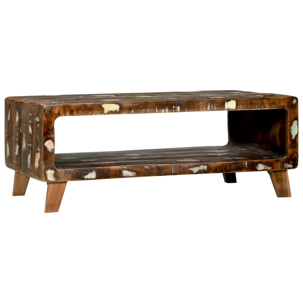 Produktbild för Kaffeebord Flerfärgsdesign 90 x 50 x 35 cm Solid återvunnen trä